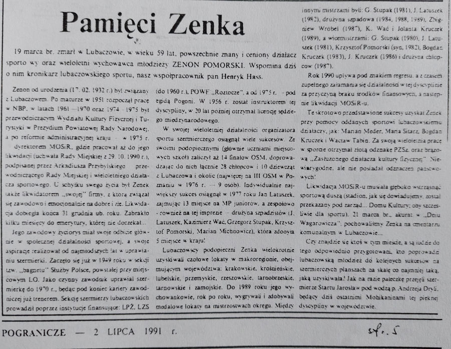 Pamięci Zenka - Zenon Pomorski